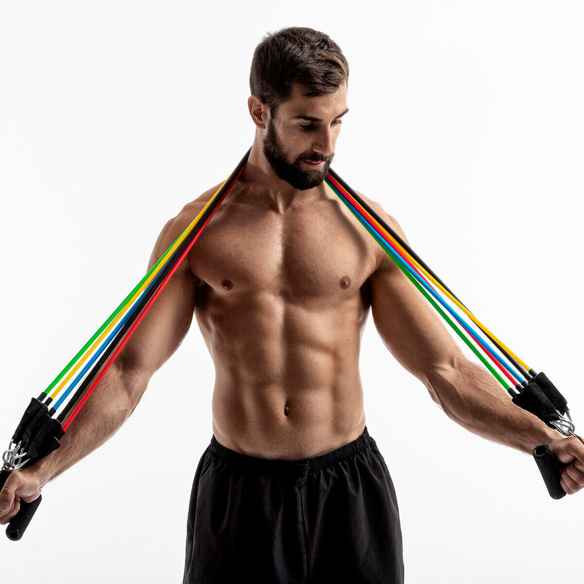 Set de Bandas de Resistencia con Accesorios y Guía de Ejercicios Rebainer 5 Unidades - InnovaGoods