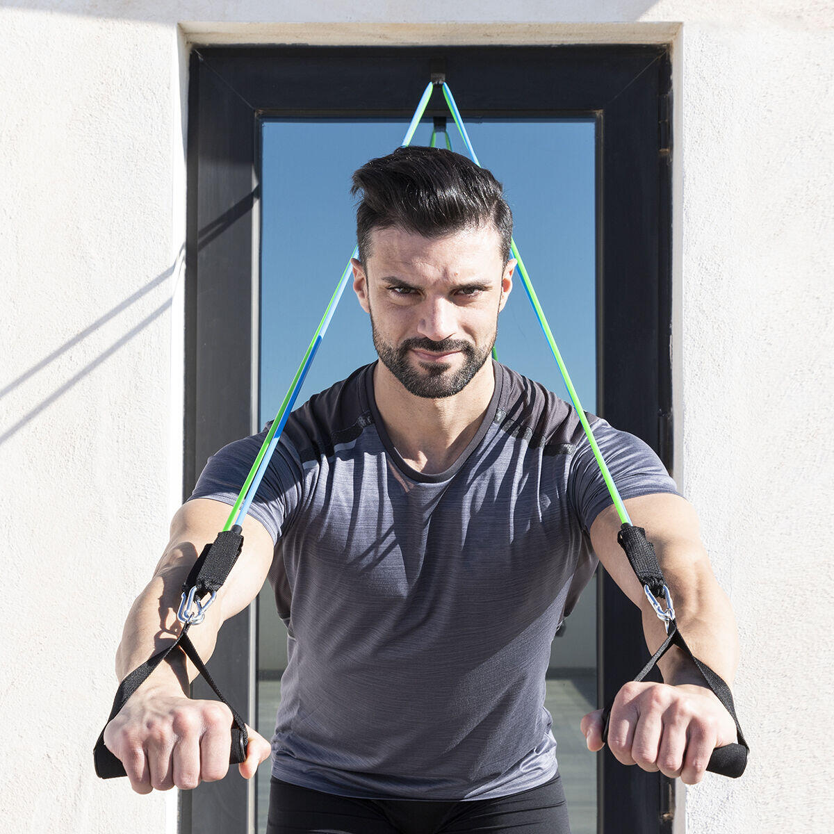 Set de Bandas de Resistencia con Accesorios y Guía de Ejercicios Tribainer 3 Unidades - InnovaGoods